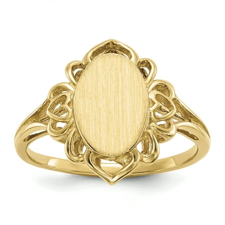 14k Yellow Gold 10.5x7.5mm Signet Band Ring Size 6.00 Valentines Day