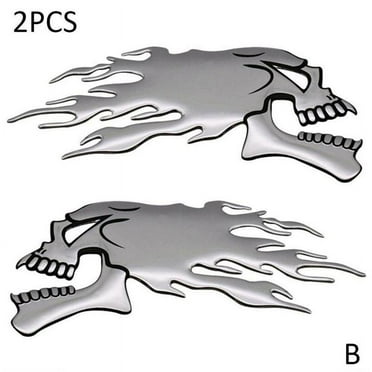 1pair 3D Motorcycle Skull Head Helmet Tank Pad Motorbike Decal Car Y5G4 NEW S0N5