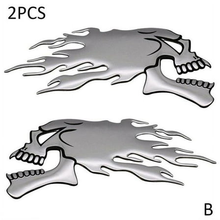 1pair 3D Motorcycle Skull Head Helmet Tank Pad Motorbike NEW Car Decal э! тъ с◆ U4V0