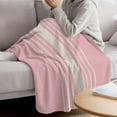 thumbnail image 3 of Pink Beige Striped Blanket Soft Cozy Warm Throw Blanket for Couch, Plush Fuzzy Flannel Fleece Blankets for Sofa, Modern Farmhouse Retro Lines Bed Blankets Lightweight Gifts for Women, 50"x80", 3 of 9