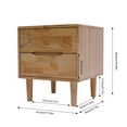 thumbnail image 2 of Modern Wooden Nightstand with 2 Drawers, Beige, 2 of 12