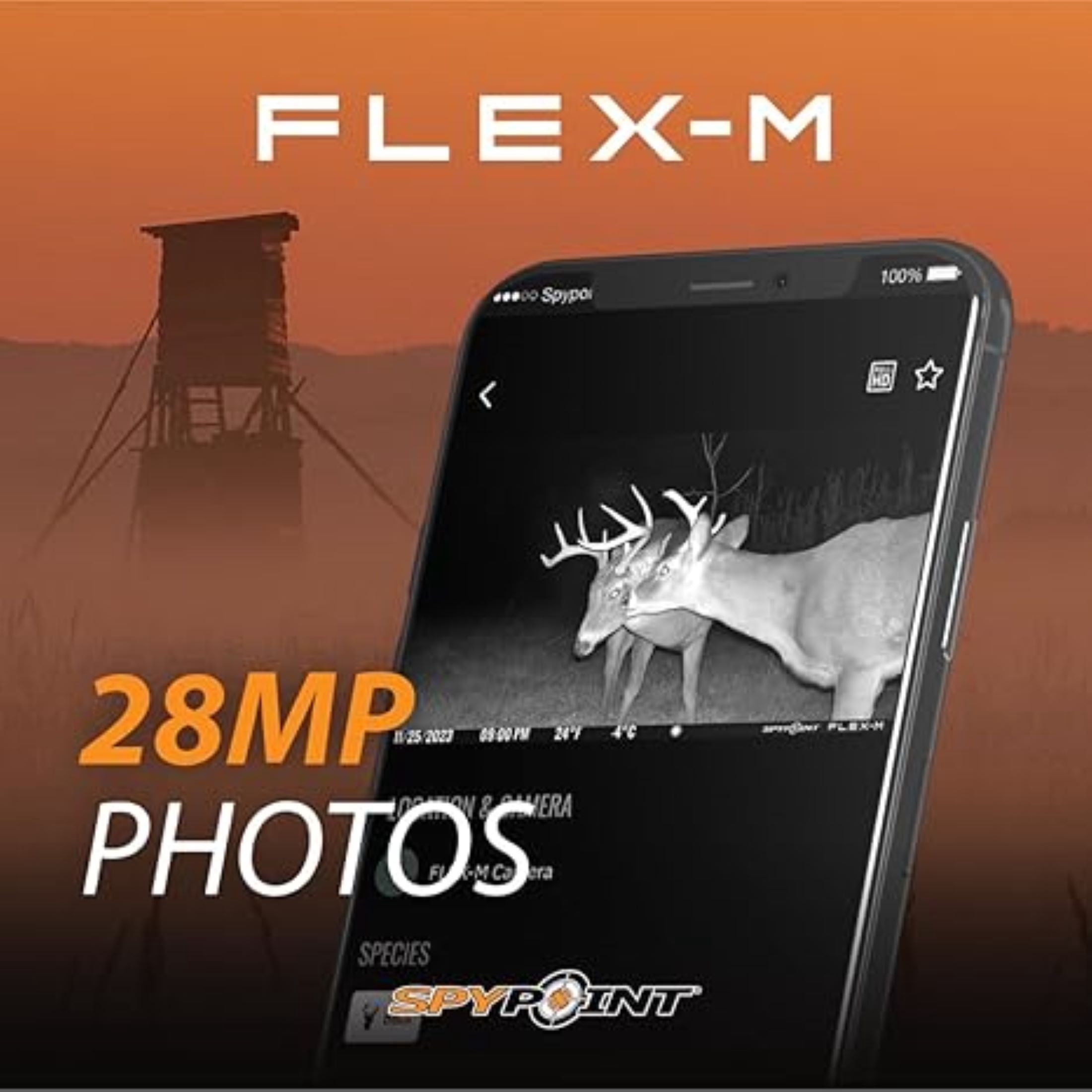 SPYPOINT Flex-m Solar Bundle with Micro SD Card | Cellular Trail Camera Kit with Compact Solar Panel | Hunting Trail Monitor, No Wifi Needed