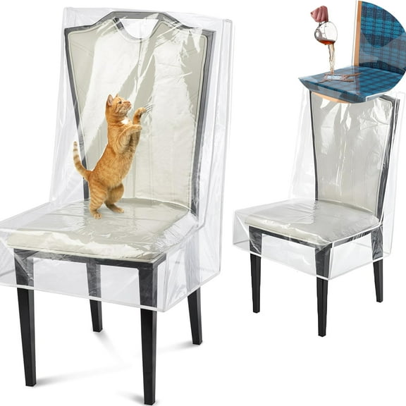 Tutuviw 2Pcs Plastic Dining Chair Covers,Clear Plastic Seat Chair Protector,Waterproof Kitchen Chair Protectors,Keep Your Chair Away from Water Stain/Cat Dog Hair/Pet Claws W/21 x D/18(Fits16-23")