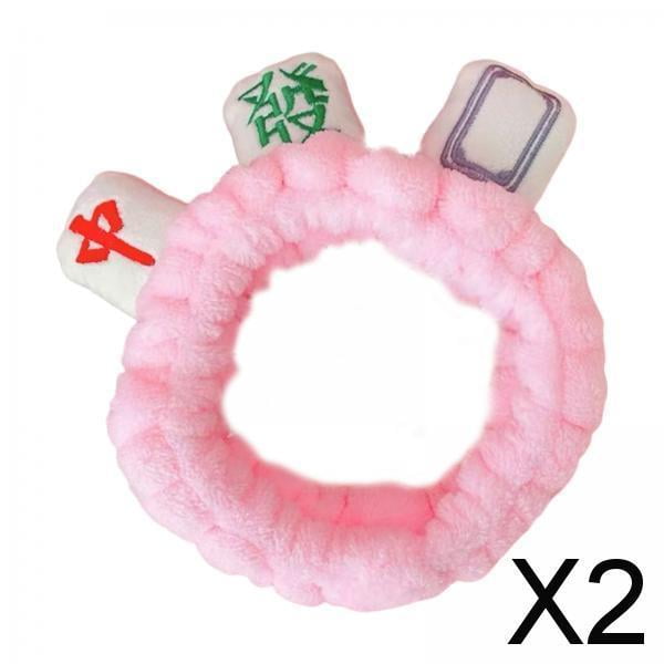 2 Diademas Mahjong para Maquillaje SPA, Diadema de Franela Suave para Ducha, Yoga, Niñas 2 piezas