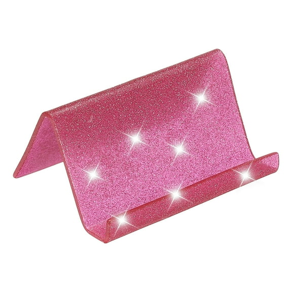 Business Card Holder for Desk, Acrylic Business Card Holders Shine Card Stand Organizer Cards Display for Office, Rose Red