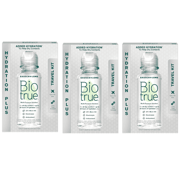 3 Pack - Biotrue Contact Lens Solution, Multi-Purpose Solution for Soft Contact Lenses, Lens Case Included, 2 FL OZ Travel Size