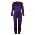 thumbnail image 4 of Jsaierl Womens Sweatsuits 2 Piece Set Fall Casual Long Sleeve Crewneck Pullover and Elastic High Waisted Long Pants Tracksuit, 4 of 6