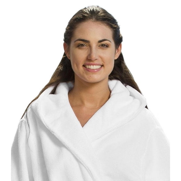 Terry Feeling Quick Dry Microfiber Hooded Robe for Women and Men, White, One Size