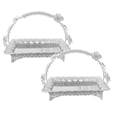 thumbnail image 1 of Oleegame 2PC Picnic Trays For Food Gold Decorative Tray Service Tray With Long Handle Mini Fruit Basket Metal Serving Tray For Breakfast Coffee Tea Snacks Silver, 1 of 7