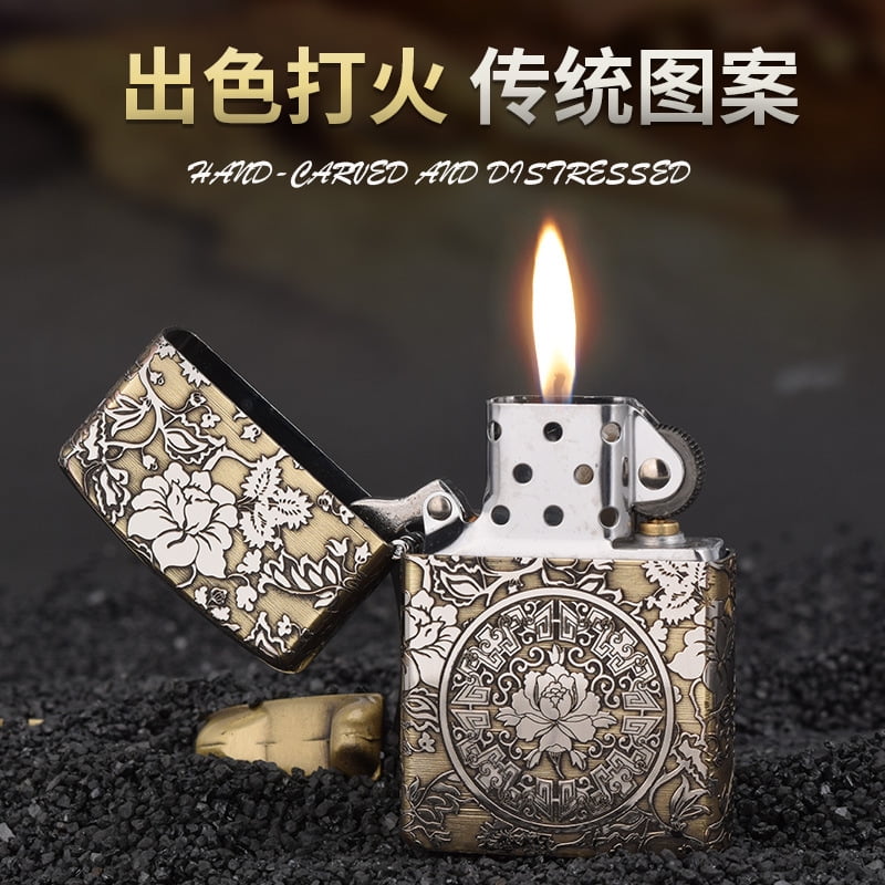 902 bright chrome laser pattern lighter men's personalized trendy windproof lighter wholesale,【JD】冰与火