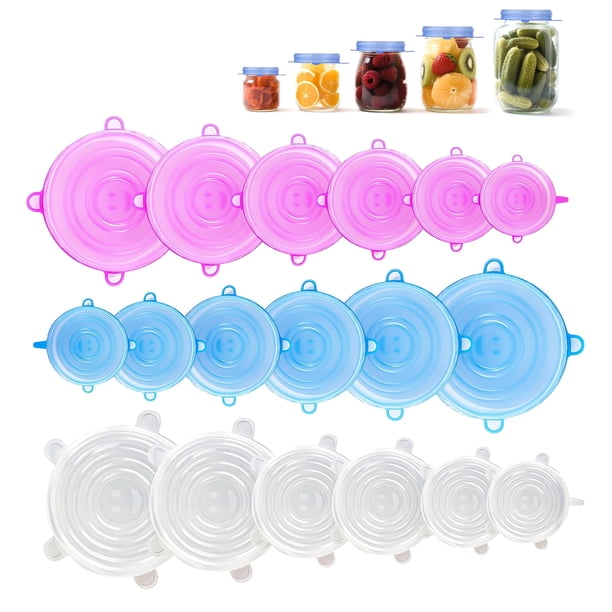 Tapas elásticas de silicona GRIDAF, paquete de 6 para tazas, cuencos y platos