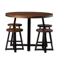 thumbnail image 3 of 5-Piece Distressed Solid Wood Dining Set - Mahogany / Black, 3 of 6