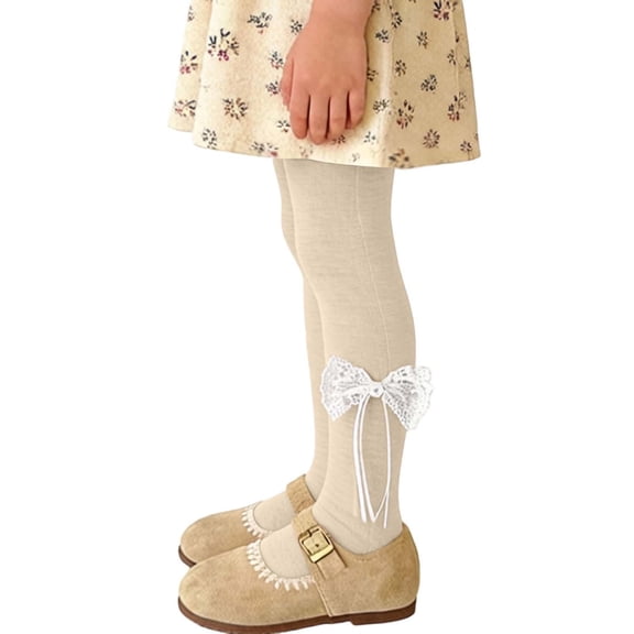 Girls 3D Cherry Ribbed Tights Soft Stretchy Warm Ventilate Party Kids Hosier Beige 9-10Years