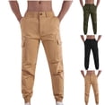 thumbnail image 1 of Styesk Pantalon Homme Mode Décontractée Couleur Unie Poches Cargo Taille Élastique, 1 of 7