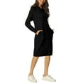 thumbnail image 4 of INSPIRE CHIC Womens' Casual Pullover Sweatshirt Long Sleeve Hoodie Midi Dress with Pockets S Black, 4 of 7