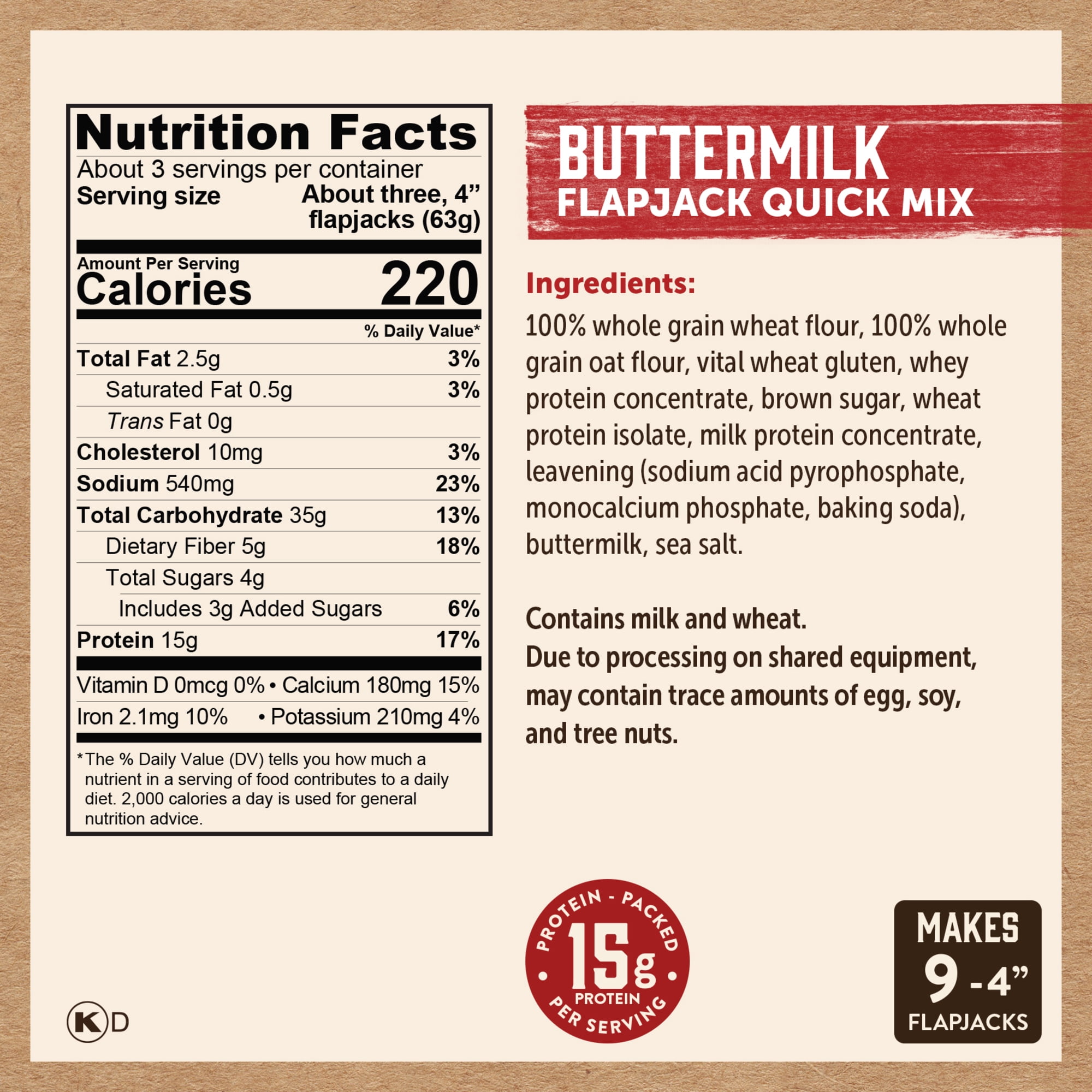 (3 pack) Kodiak Quick Mix Power Cakes Buttermilk Pancake and Waffle Mix, 6 oz