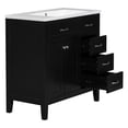 thumbnail image 2 of 36" Bathroom Vanity with Sink, Modern Bathroom Storage Cabinet with Drawers and Build-in Shelf, Open Shelf, Solid Wood Frame Home Cabinet, Black, 2 of 9