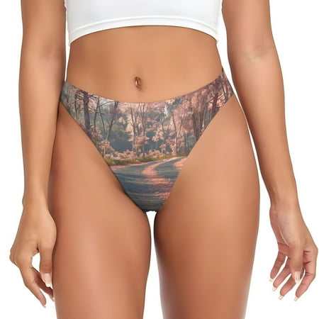 Qokaie Vintage Pink Drive View Printed Women s Cotton Thong Underwear  Sexy Breathable Panties G-string-4X-Large