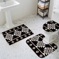 thumbnail image 3 of Aztec Triangle Pattern Bathroom Rugs Set Pink Black White Western Tribal Non Slip Absorbent Soft Bath Mats 3 Piece Set with Bathroom Rug, U-Shaped Floor Mat, Toilet Seat Cover Small Size, 3 of 9