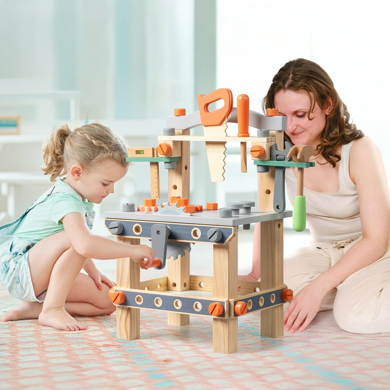 Ktaxon Kids Tool Bench, Wooden Tool Workbench for Toddler, Tool
