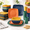 Autumn Multicolor, variant on 48-piece Black Plates And Sets Square Kitchen Dish Set For 12