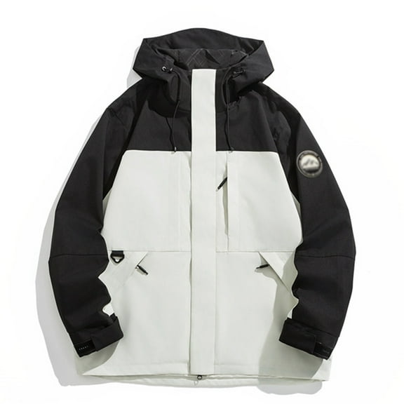 Women's Fall Jackets Patchwork Zipper Hooded Windbreaker Oversize Solid Windproof Waterproof Outdoor Hiking Rain With Pocket Outwears Jackets