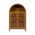 thumbnail image 3 of Hommoo Hand-Carved Arched Cabinet Accent Cabinet, Hollow Carved Decorative Wooden Storage Cabinet with Open Shelf & 2 Doors, for Living Room, Bedroom, Entryway, Walnut, 3 of 8