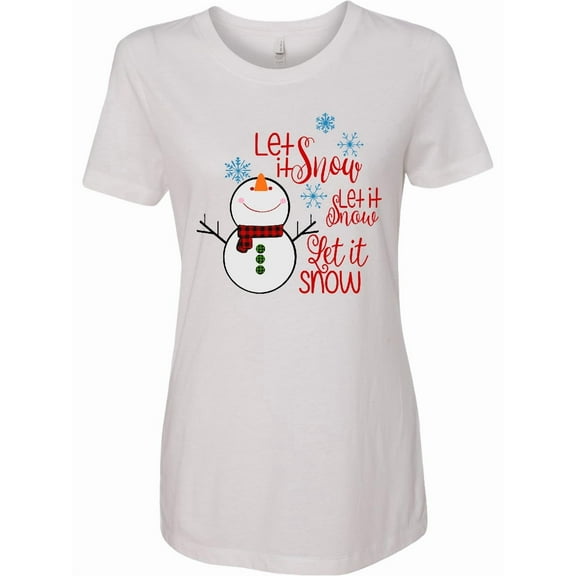 Inktastic Christmas Let It Snow Cute Snow Man with Snowflakes Women's T-Shirt