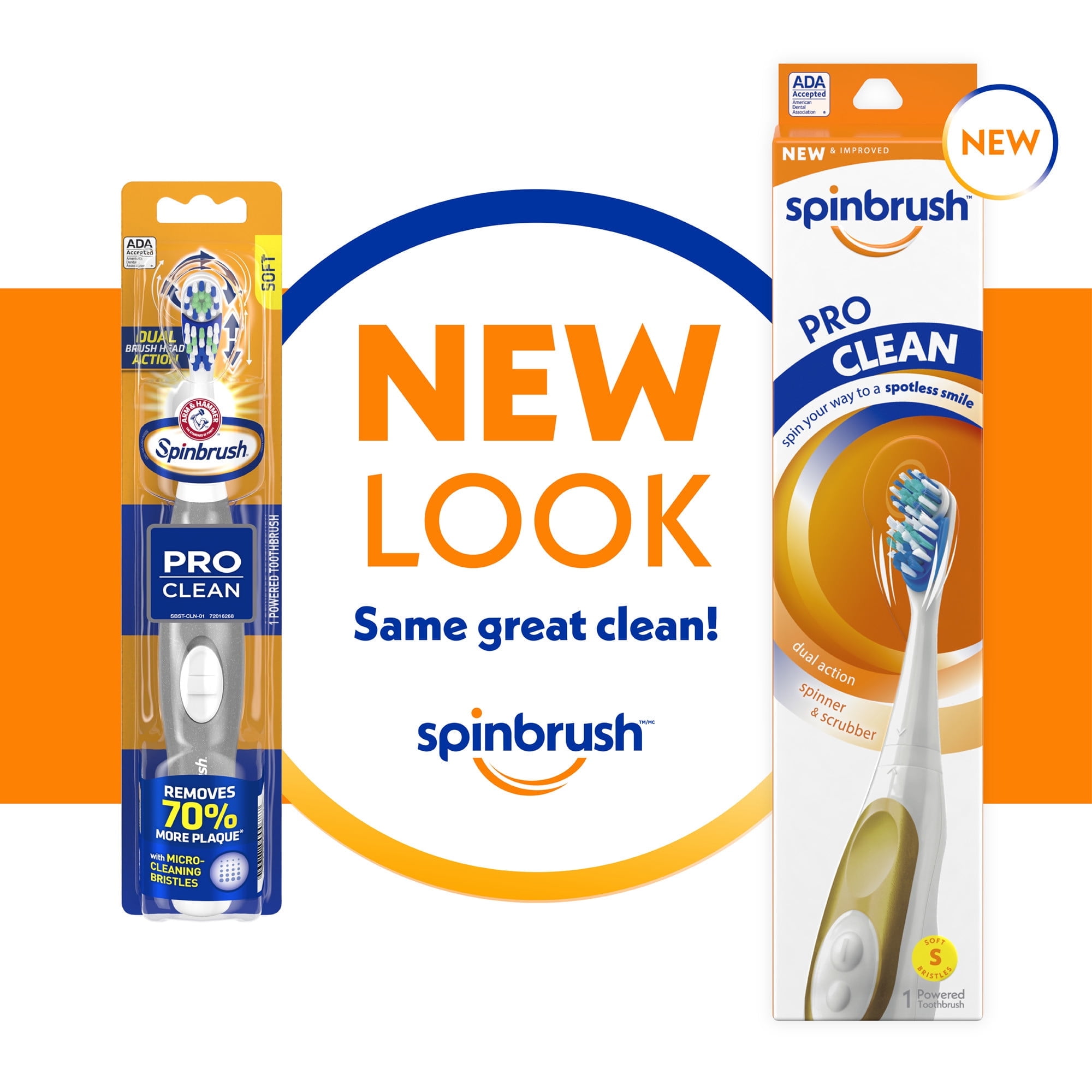 ARM & HAMMER Spinbrush PRO+ Deep Clean Battery-Operated Toothbrush – Spinbrush Battery Powered Toothbrush Removes 100% More Plaque- Soft Bristles -Batteries Included