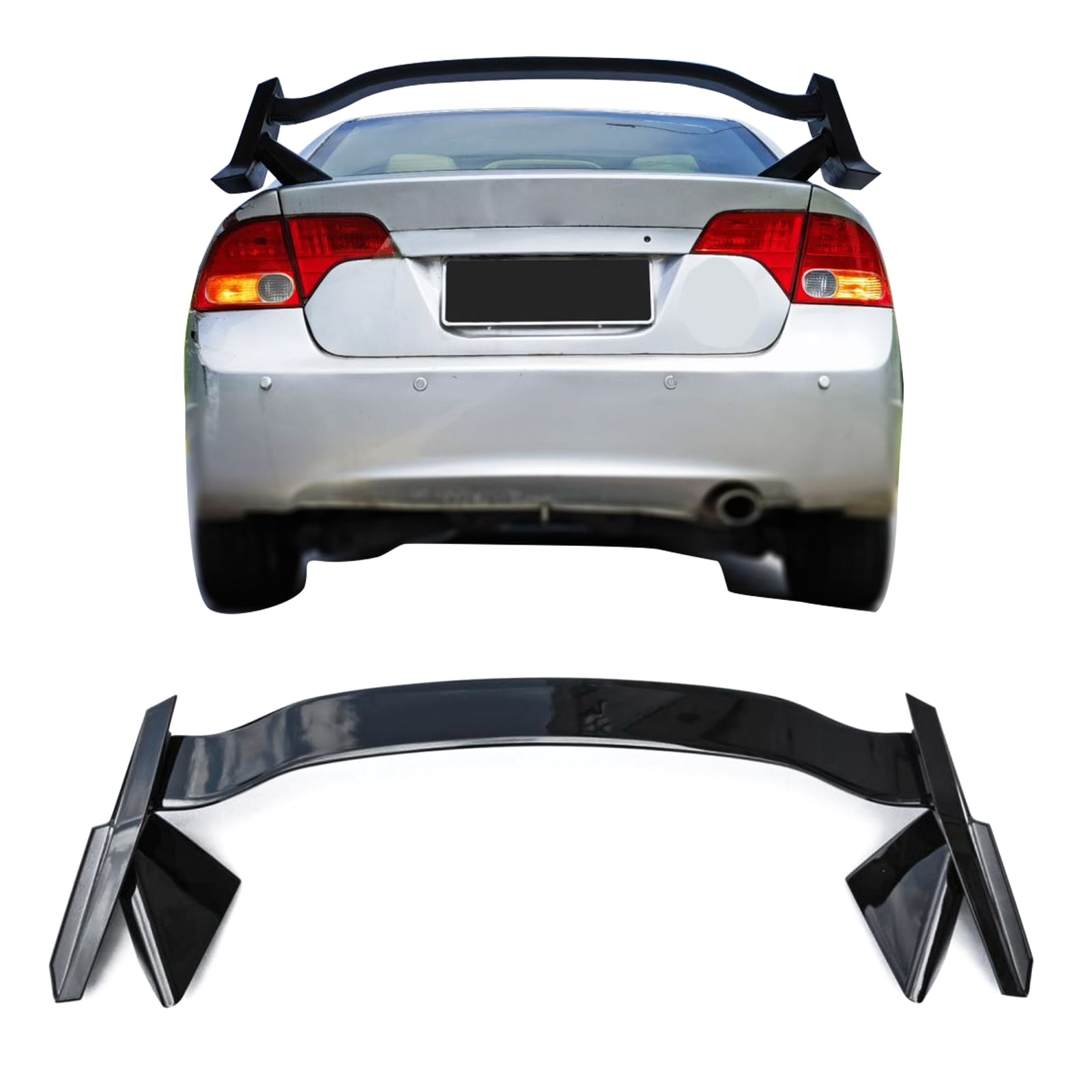 IKON MOTORSPORTS Trunk Spoiler For 2006-2011 Honda Civic Coupe – Unpainted ABS With LED 3rd Brake Light - View #9