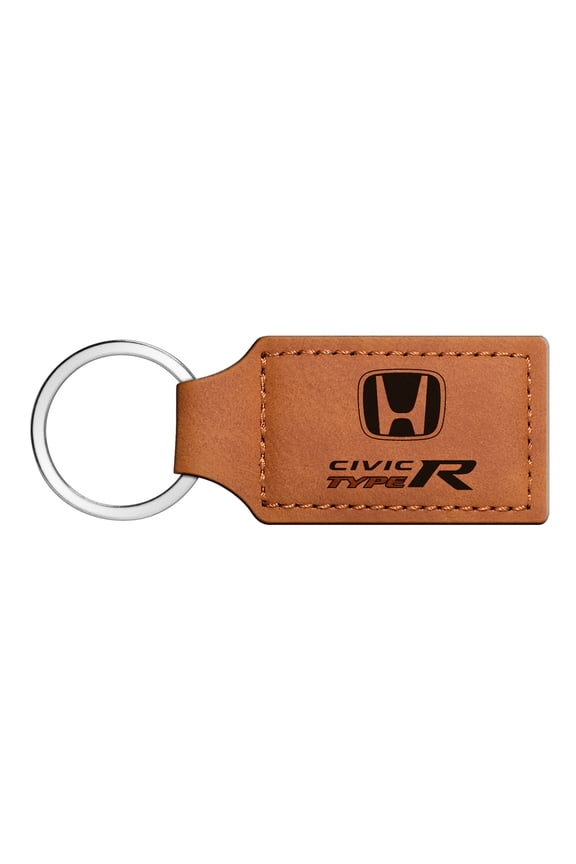 for Honda Civic Type-R Rectangular Brown Leather Key Chain, Official Licensed