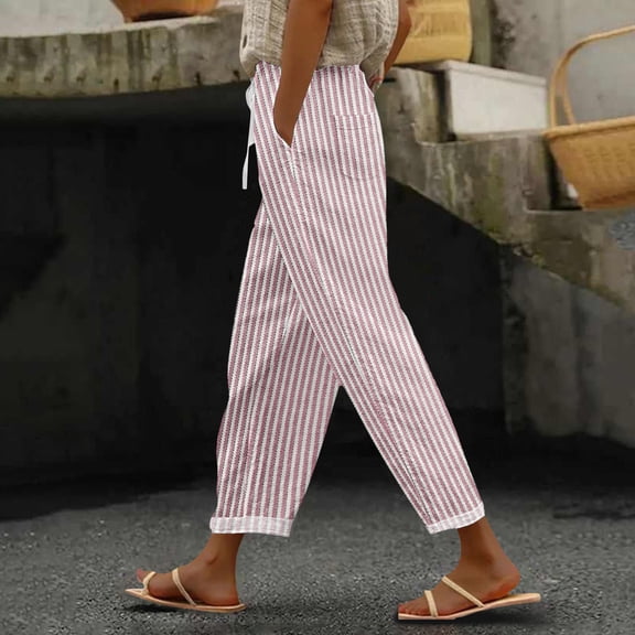 Pink Women's Casual Pants, Women'S Printed Everyday Casual Drawstring Pants,Women's Casual Pants XL