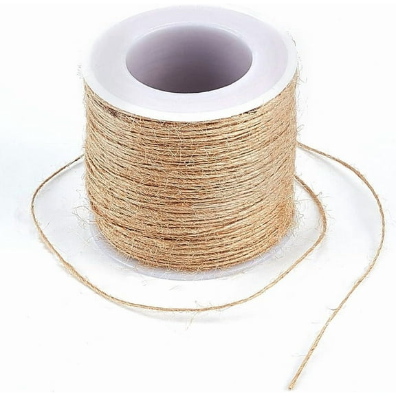 100M 1mm Long Twine Rope Thin Twine String Jute Garden Plant Tan Twine with Spool Hanging Picture Christmas Handmade Crafts Decoration Cord