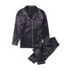 thumbnail image 3 of Pijama de seda para mujer Conjunto de pijama para dormir Ropa de dormir Ropa de casa(Negro-XL) Nituyy Pijama-GL715-FN31299A4, 3 of 6