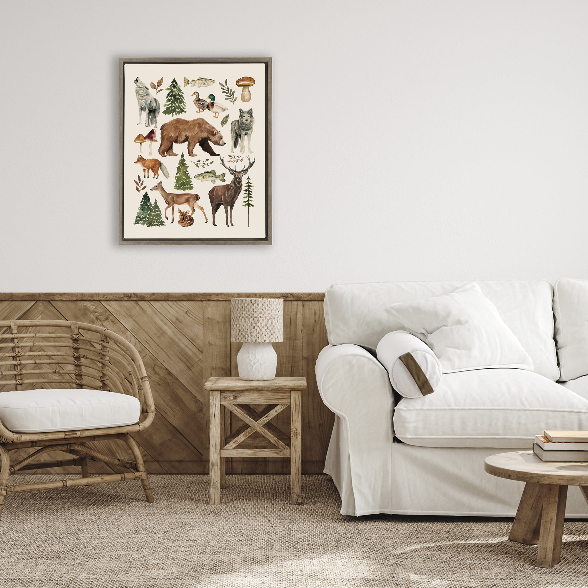Stupell Industries The Wild Wood Animals Brown Framed Floater Canvas Wall Art, design by Bethany Sandoval