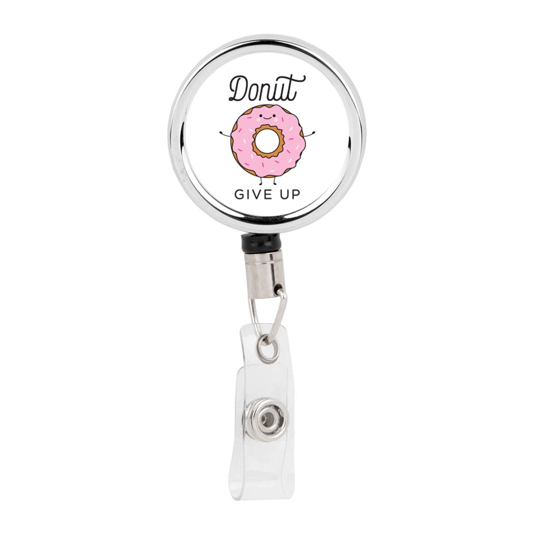 Andaz Press Retractable Badge Reel Holder With Clip, Donut Gift Up Funny,  Funny Food Pun Anime 