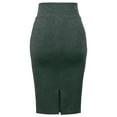 thumbnail image 3 of A2Y Women's Basic Solid Ponte Knee Length Slit Techno Span High Waist Pencil Skirt Heather Teal 2XL, 3 of 3