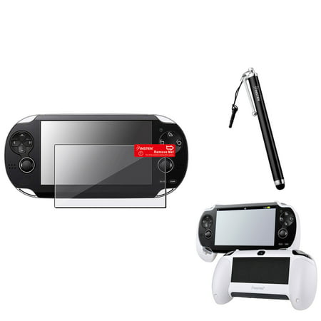 Insten White Hand Grip+Clear Screen Protector+Black Touch Stylus For Sony PS Vita