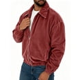 thumbnail image 7 of LODIENY Corduroy Bomber Jacket for Men with Pockets Long Sleeve Collared Zip Up Relaxed Fit Dropped Shoulder Jackets Red S, 7 of 7