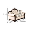 thumbnail image 7 of Catie 66 Inch Loveseat, Beige, Nailhead Trim, Cherry Brown Solid Wood, 7 of 7