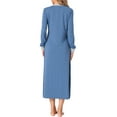 thumbnail image 3 of INSPIRE CHIC Women's Nightgown Long Sleeve V Neck Soft Night Shirt Dress with Pockets S Blue, 3 of 6