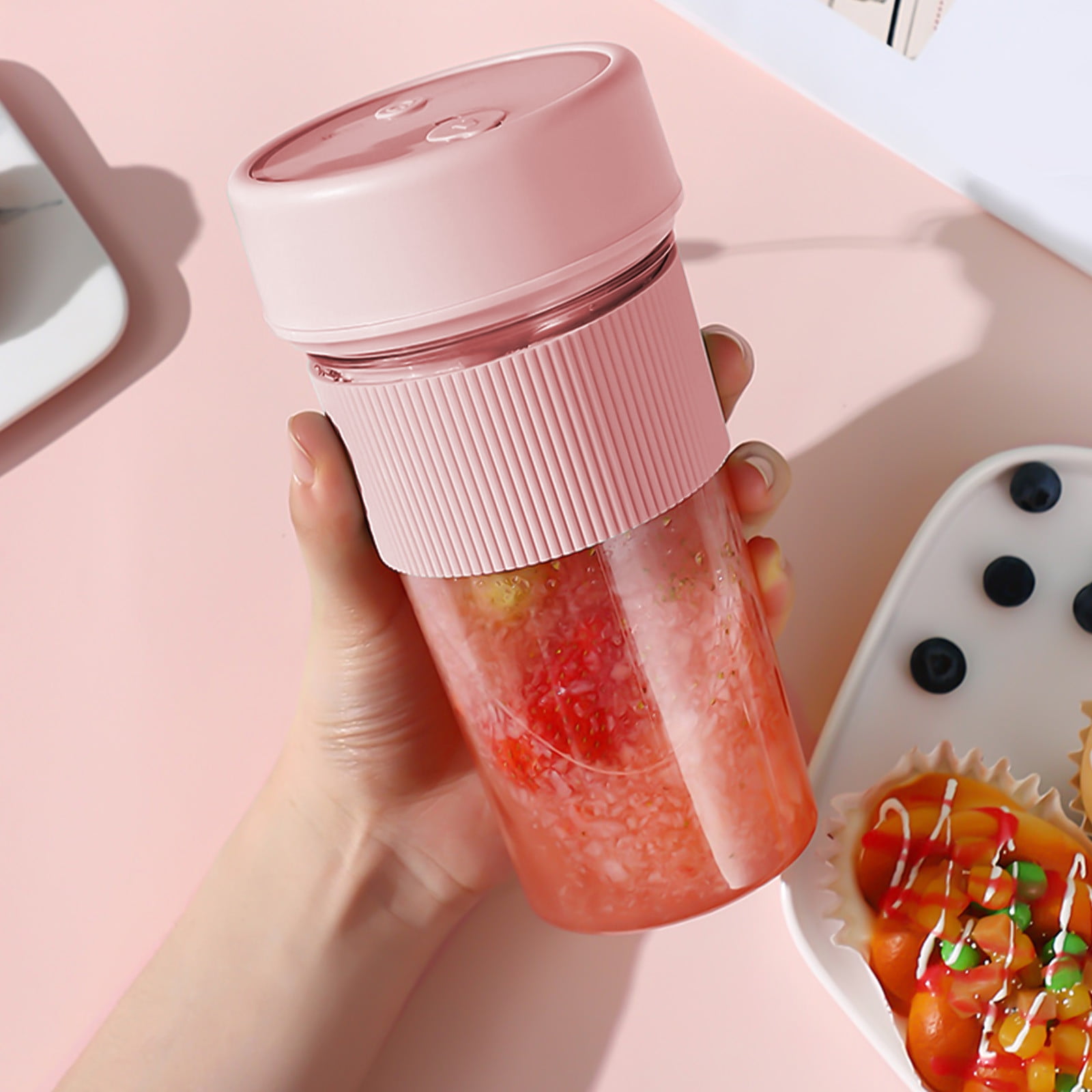 SNGMN Portable Blender with 6 Blades, USB Rechargeable Juicer for Smoothies and Shakes, Easy to Clean with Straw, 350ml Capacity, 18000rpm