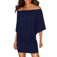 thumbnail image 1 of Women's Multiple Dressing Layered Dark Blue Mini Poncho Dress, 1 of 10