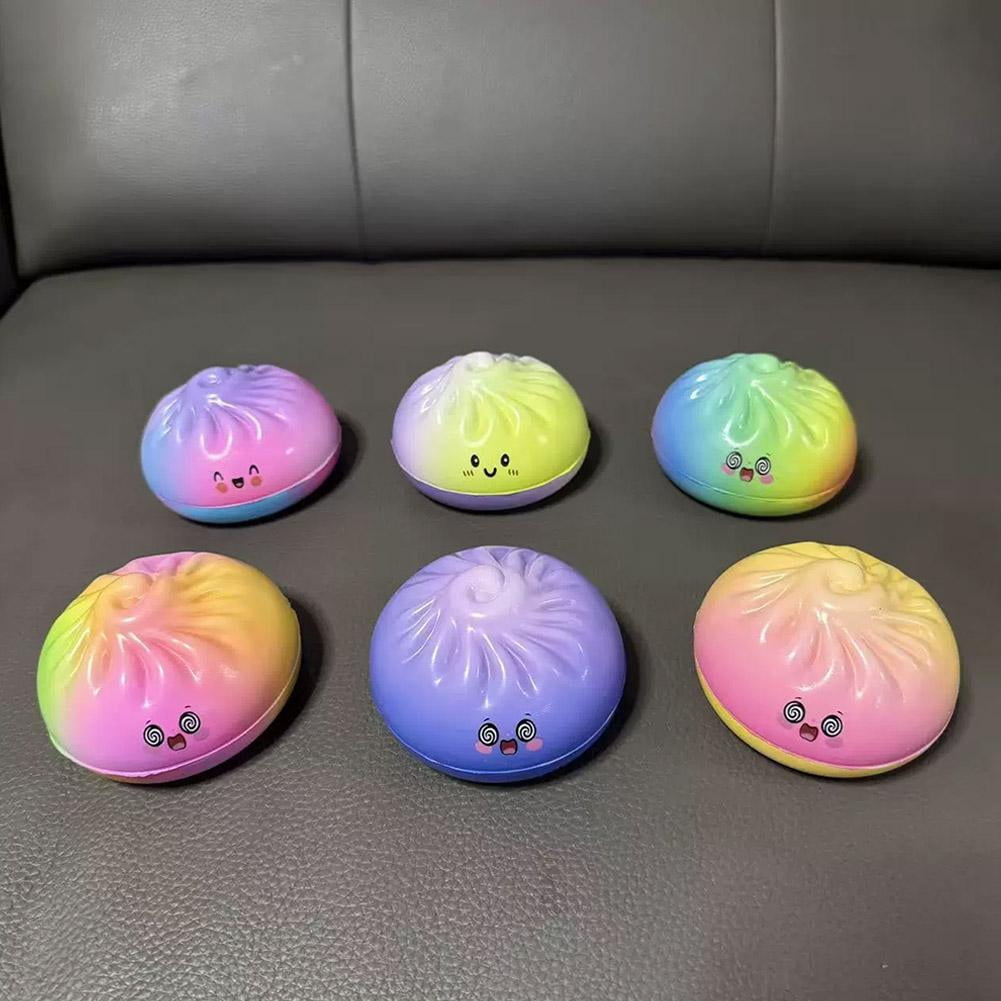 Dumpling Squishies, Colorful Dumplings Stress Balls Fidget Sensory Toy, Cute Steamed Bun Toy with Food Steamer, for Easter Basket Stuffers Party Favors