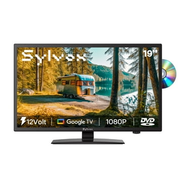 SYLVOX 12 Volt TV, 19" RV TV with Built-in DVD Player, 1080P Google TV ATSC NTSC WiFi Bluetooth HDMI USB, AC/DC Powered, for RV Camper Van Trailer