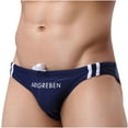 thumbnail image 1 of Men's Low Waist Solid Color Striped Drawstring Hot Spring Quick Dry Swimming Briefs, 1 of 1
