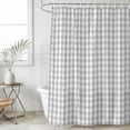 thumbnail image 2 of Extra Long Shower Curtain 72x96 Inch, Buffalo Plaid Shower Curtain Waterproof Bathroom Decor, Farmhouse Grey Checkered Vintage Rustic Fabric Bath Curtain Set Accessories with Hooks, 2 of 7