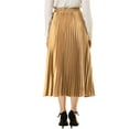 thumbnail image 4 of INSPIRE CHIC Women's Skirts Metallic Elastic Waist Midi Pleated Party Skirt XL Gold, 4 of 8