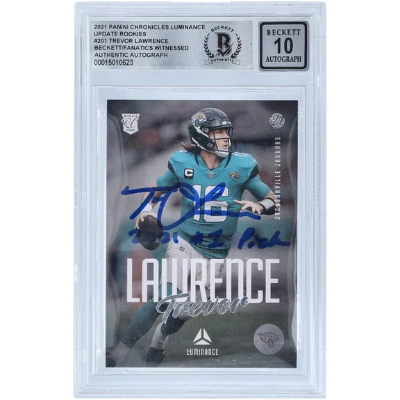 Trevor Lawrence Jacksonville Jaguars Autographed 2021 Panini Chronicles Luminance #201 Beckett Fanatics Witnessed Authenticated 10 Rookie Card with "2021 #1 Pick" Inscription - Fanatics Authentic