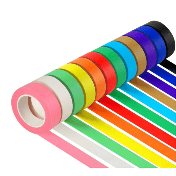 NAISHIER 12 Rolls Masking Tape Colored Painter Tape Art Teacher Supplies 1 inch Rainbow DIY Art Tape 65.6 Yard School Gift Paper